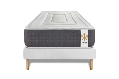 Ensemble Matelas Sommier 90x190 cm - Sommier Blanc (déjà monté) - Vingt-Six