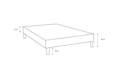 Sommier Tapissier 90x200 cm - H35 cm - Bouclette - Gris