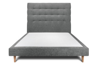 Lit 160x200 cm - Sommier tapissier H29 cm + tête de lit capitonnée - Tissu Toile natté Gris Anthracite