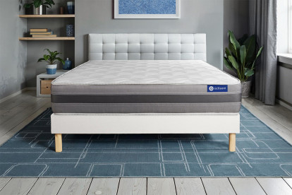 Ensemble Matelas Sommier 80x190 cm - Sommier Blanc (en kit) - Actimemo Relax