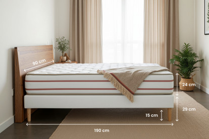 Ensemble Matelas Sommier 90x190 cm - Sommier Blanc (en kit) - Le Doux
