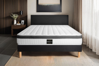 Ensemble Matelas Sommier 160x200 cm - Sommier Noir (déjà monté) - Supérieur