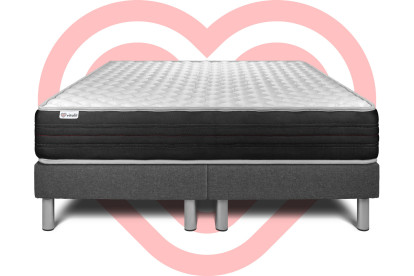 Ensemble Matelas Sommier 180x200 cm - 2 Sommiers Gris - Vitalmemo One
