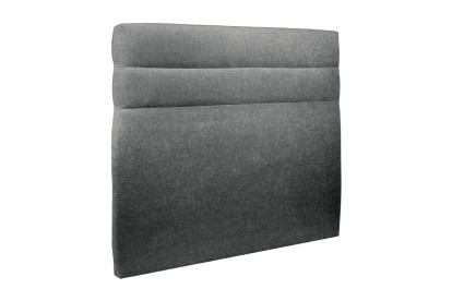 Lit 140x200 cm - Sommier tapissier H29 cm + tête de lit à lignes - Tissu Toile natté Gris Anthracite