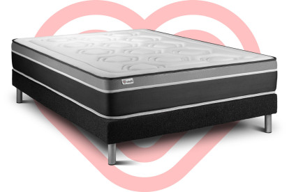 Ensemble Matelas Sommier 140x200 cm - Sommier Noir (en kit) - Vital Care