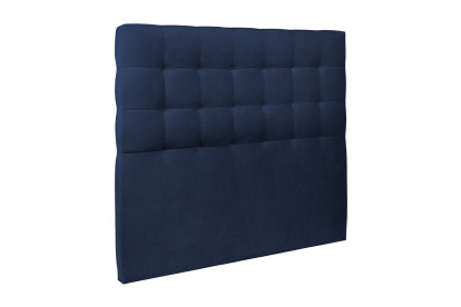 Lit 200x200 cm - Sommier à lattes H29 cm + tête de lit capitonnée - Tissu Velours Bleu Océan