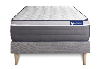 Ensemble Matelas Sommier 90x190 cm - Sommier Gris (en kit) - Actiflex Plus