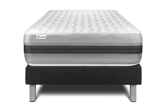 Ensemble Matelas Sommier 90x190 cm - Sommier Noir (déjà monté) - Vitalspring Recover