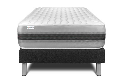 Ensemble Matelas Sommier 90x190 cm - Sommier Noir (déjà monté) - Vitalspring Recover