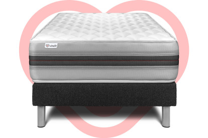 Ensemble Matelas Sommier 90x200 cm - Sommier Noir (déjà monté) - Vitalmemo Back