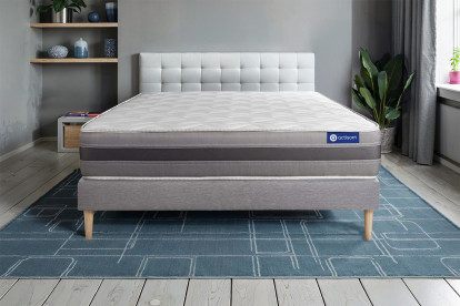 Ensemble Matelas Sommier 90x200 cm - Sommier Gris (en kit) - Actilatex Relax