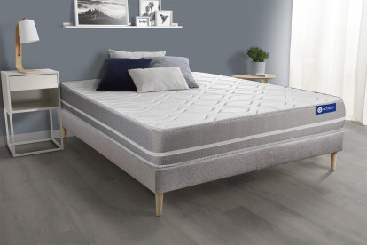 Ensemble Matelas Sommier 90x200 cm - Sommier Gris (en kit) - Actiflex Touch