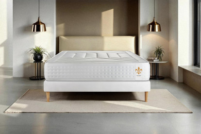 Ensemble Matelas Sommier 90x190 cm - Sommier Blanc (en kit) - Vingt-Quatre