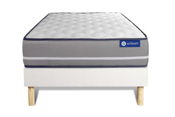 Ensemble Matelas Sommier 90x200 cm - Sommier Blanc (en kit) - Actimemo Pur