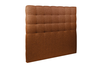 Lit 150x190 cm - Sommier tapissier H35 cm + tête de lit capitonnée - Tissu Bouclette Terracotta