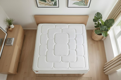 Ensemble Matelas Sommier 90x190 cm - Sommier Blanc (déjà monté) - Le Douillet