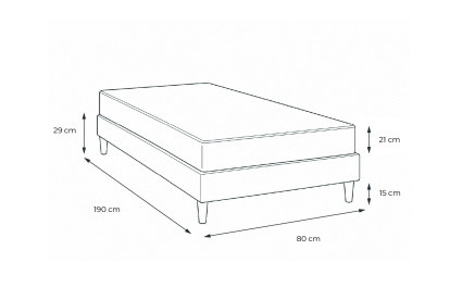 Ensemble Matelas Sommier 80x190 cm - Sommier Blanc (déjà monté) - Supérieur