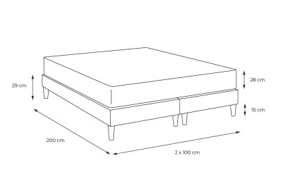 Ensemble Matelas Sommier 200x200 cm - 2 Sommiers Blanc - Vitalspring Recover