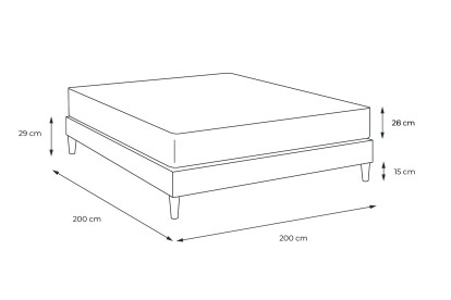 Ensemble Matelas Sommier 200x200 cm - Sommier Gris (en kit) - Vingt-Huit PLUS