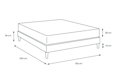 Ensemble Matelas Sommier 150x200 cm - Sommier Noir (en kit) - Vitalspring Recover