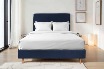Tête de lit 135 cm Tapissée - Tissu Velours Bleu Ocean