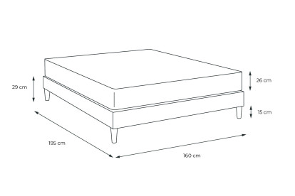Ensemble Matelas Sommier 160x195 cm - Sommier Noir (en kit) - Windsor