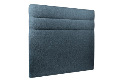 Lit 140x200 cm - Sommier tapissier H35 cm + tête de lit à lignes - Tissu Bouclette Bleu