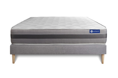Ensemble Matelas Sommier 180x200 cm - Sommier Gris (en kit) - Actilatex Relax