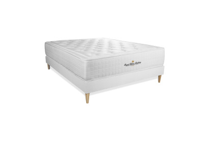 Ensemble Matelas Sommier 160x195 cm - Sommier Blanc (en kit) - Buckingham