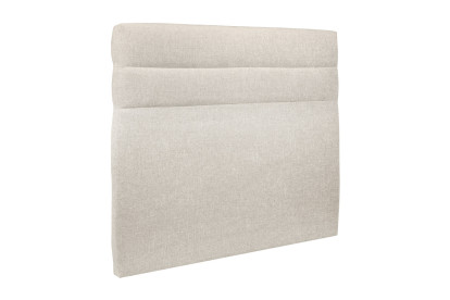 Lit 150x190 cm - Sommier tapissier H29 cm + tête de lit à lignes - Tissu Toile natté Beige Clair
