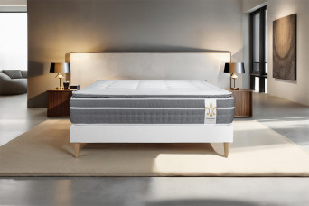 Ensemble Matelas Sommier 200x200 cm - Sommier Blanc (en kit) - Trente PLUS