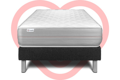 Ensemble Matelas Sommier 90x200 cm - Sommier Noir (déjà monté) - Vitalmemo