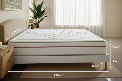 Ensemble Matelas Sommier 200x200 cm - 2 Sommiers Blanc - Le Paisible