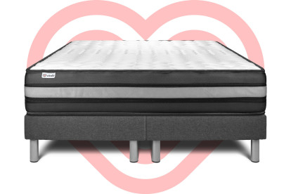 Ensemble Matelas Sommier 160x200 cm - 2 Sommiers Gris - Vital Power Zen