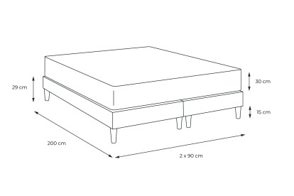 Ensemble Matelas Sommier 180x200 cm - 2 Sommiers Blanc - Trente