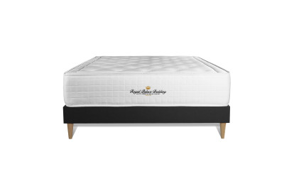 Ensemble Matelas Sommier 140x190 cm - Sommier Noir (en kit) - Buckingham