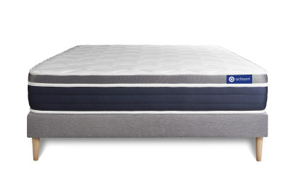 Ensemble Matelas Sommier 160x200 cm - Sommier Gris (en kit) - Actilatex Confort