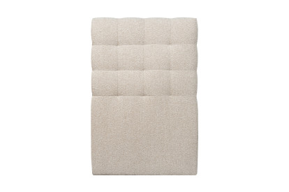Lit 90x190 cm - Sommier à lattes H29 cm + tête de lit capitonnée - Tissu Bouclette Beige Clair