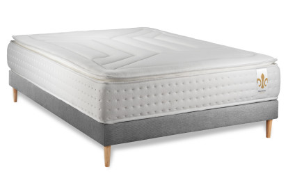 Ensemble Matelas Sommier 160x200 cm - Sommier Gris (en kit) - Vingt-Quatre PLUS