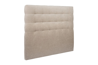 Lit 140x190 cm - Sommier tapissier H29 cm + tête de lit capitonnée - Tissu Toile natté Beige Brun