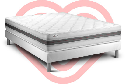 Ensemble Matelas Sommier 200x200 cm - Sommier Blanc (en kit) - Vitalmemo Back