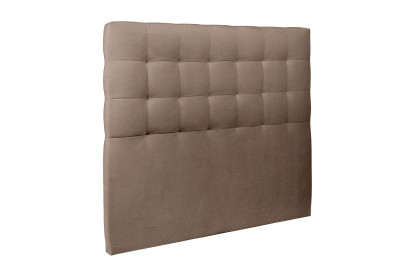 Lit 150x190 cm - Sommier tapissier H35 cm + tête de lit capitonnée - Tissu Velours Taupe
