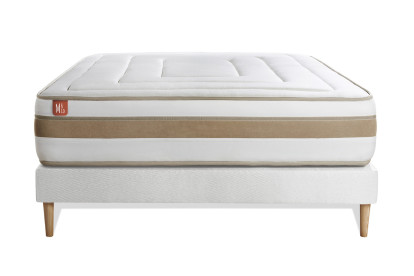 Ensemble Matelas Sommier 140x200 cm - Sommier Blanc (déjà monté) - Le Raffiné