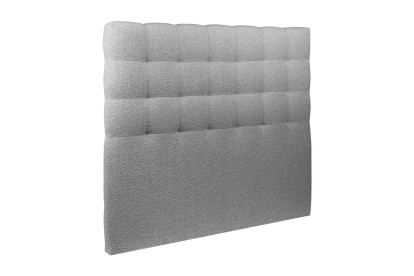 Lit 150x190 cm - Sommier tapissier H35 cm + tête de lit capitonnée - Tissu Bouclette Gris