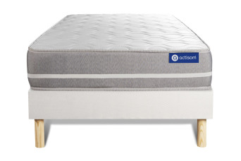 Ensemble Matelas Sommier 90x200 cm - Sommier Blanc (en kit) - Actimemo Touch