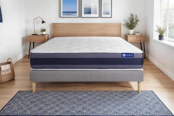 Ensemble Matelas Sommier 135x190 cm - Sommier Gris (en kit) - Actiflex Morpho