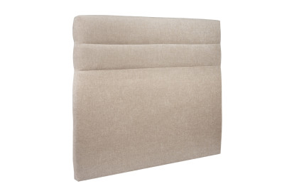 Lit 150x190 cm - Sommier tapissier H29 cm + tête de lit à lignes - Tissu Toile natté Beige Brun