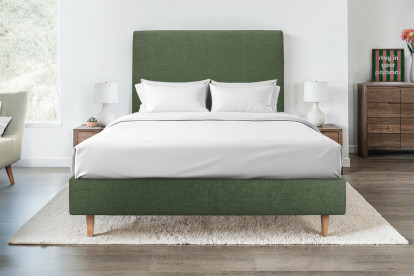 Sommier Tapissier 140x200 cm - H35 cm - Toile nattée - Vert kaki