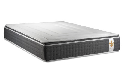 Pack lit complet 140x200 cm - Matelas + Sommier Gris + 2 oreillers + Couette - Vingt-Six PLUS