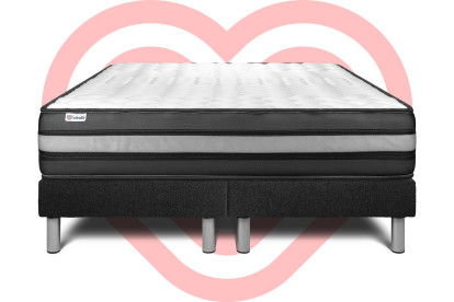 Ensemble Matelas Sommier 200x200 cm - 2 Sommiers Noir - Vital Power Zen